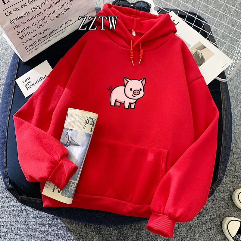 Sudadera con capucha de cerdo con estampado de dibujos animados, ropa estética gótica de gran tamaño Harajuku, Kpop, ropa Kawaii para adolescentes