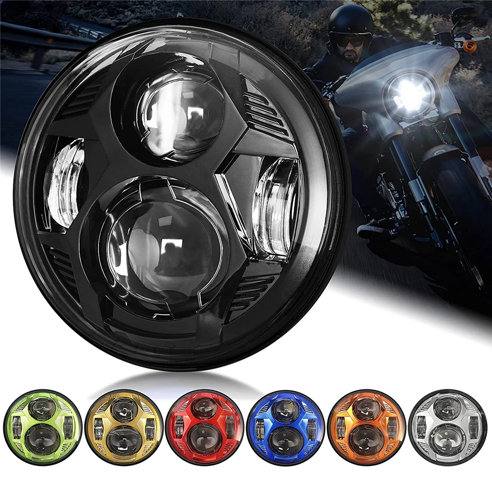 Round 5-3/4' Headlamp For Harley Honda Shadow VT 600 700 750 1100 VTX 1300 Drl 12v High/Low Beam 5.75 inch Motorcycle Headlamp