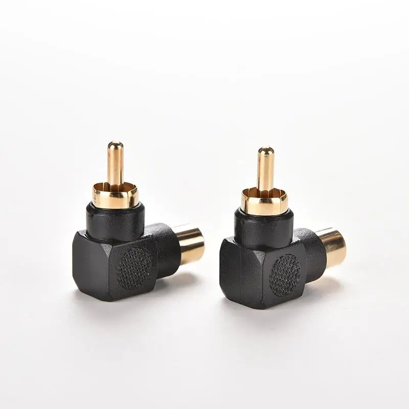 2Pcs Connettore Converte Nero Angolo Retto Rca Maschio a Femmina Adattatore 90 Gradi M/F Audio Rca Av rca Plug Extender