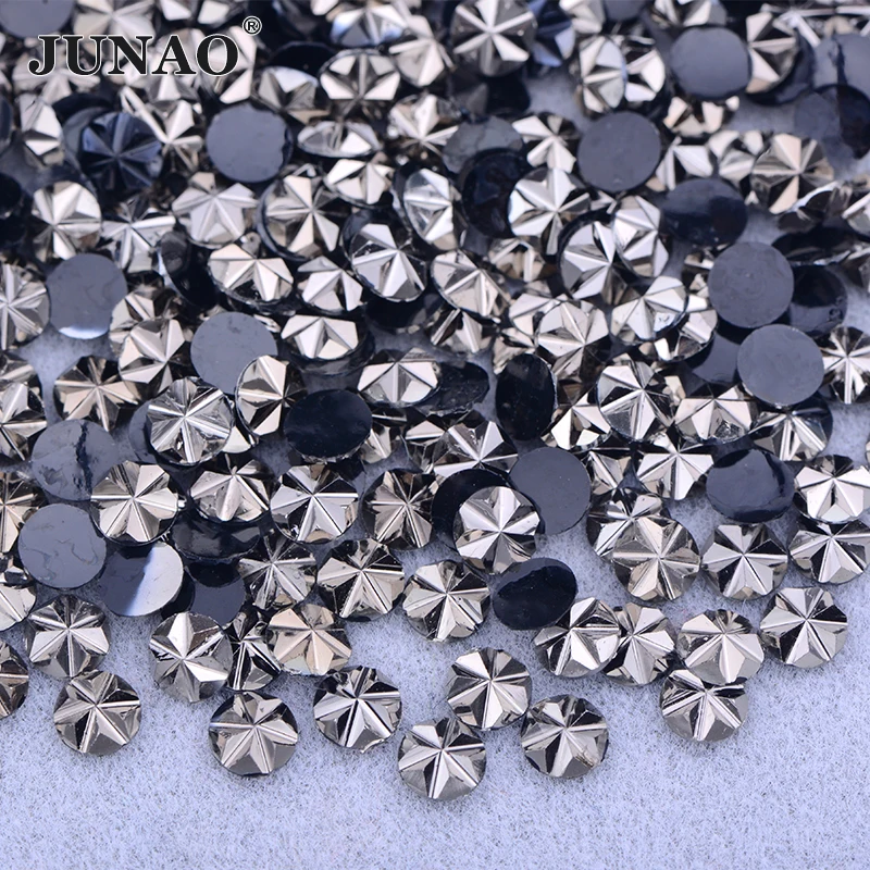 JUNAO 500pcs 5mm Purple AB Decoration Rhinestone Flower Crystal Appliques Flatback Round Resin Stone Face Nail Strass Stickers