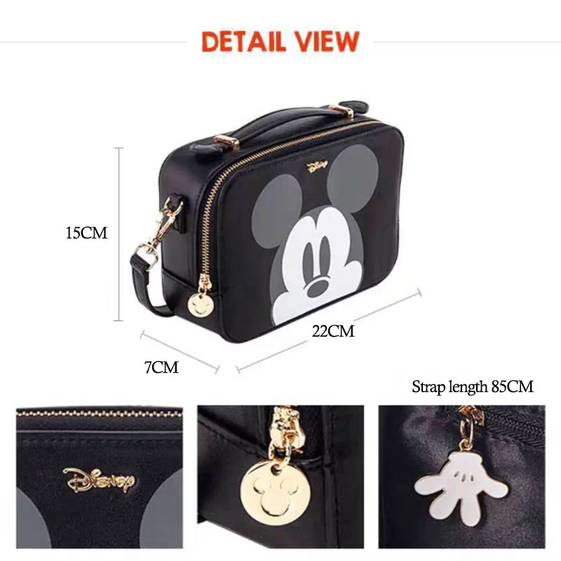 Disney Mickey Mouse Lady Camera Bag Cartoon Cute PU Leather Messenger Soulder Bag Fashion Mickey Minnie Small Handbag Square Bag