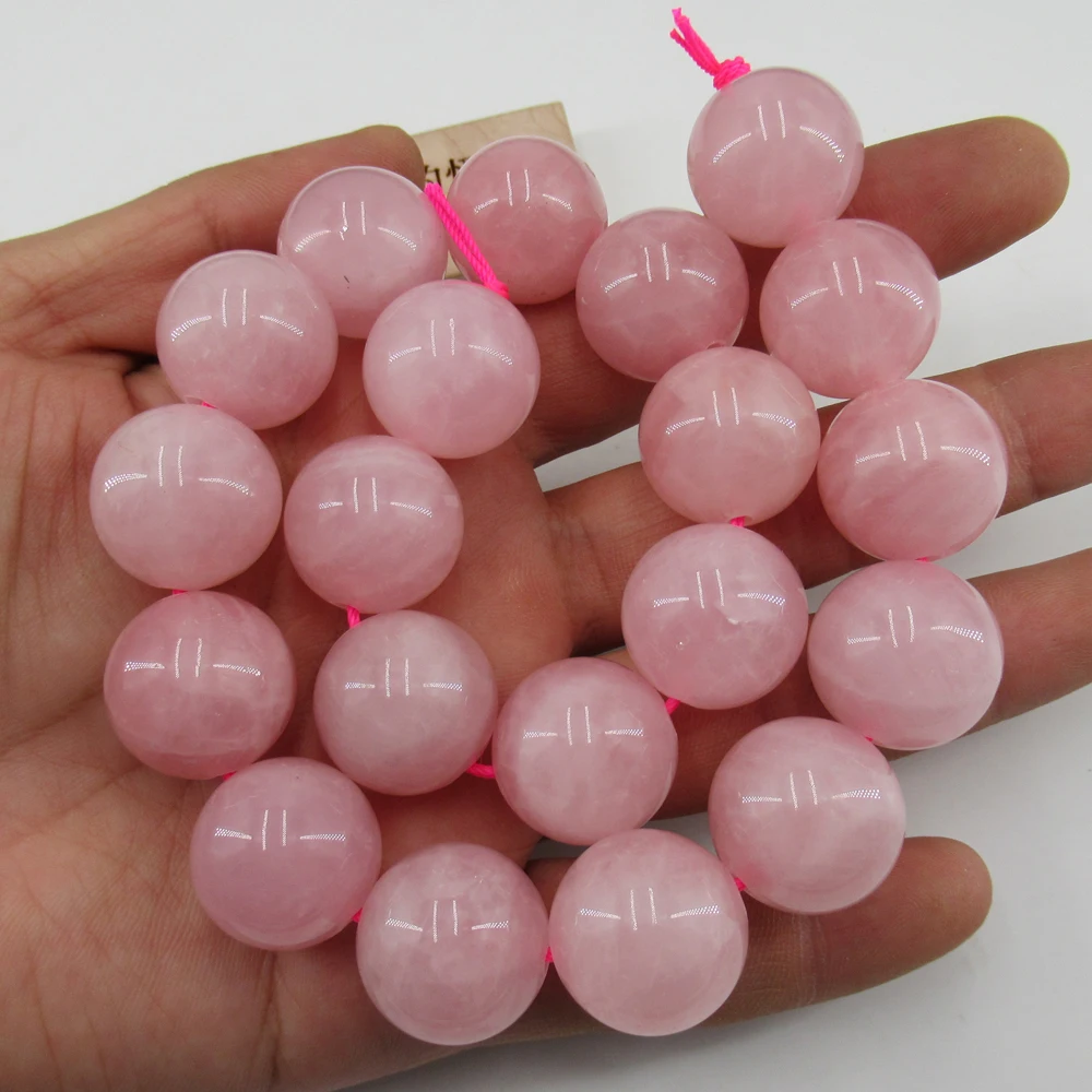 APDGG Natural Pink Rose Quartz 20mm Round Beads Semi Precious Gemstone 15.5\