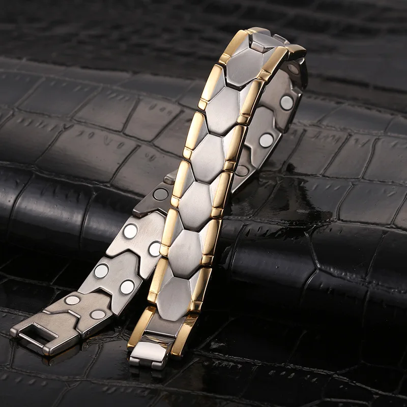 Oktrendy Big Casual Style Men Magnetic Bracelet Quality Sliver Stainless Steel Bracelets for Arthritis Health Care Jewelry Gifts