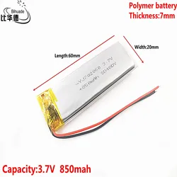 Good Qulity 3.7V,850mAH,702060 Polymer lithium ion / Li-ion battery for TOY,POWER BANK,GPS,mp3,mp4