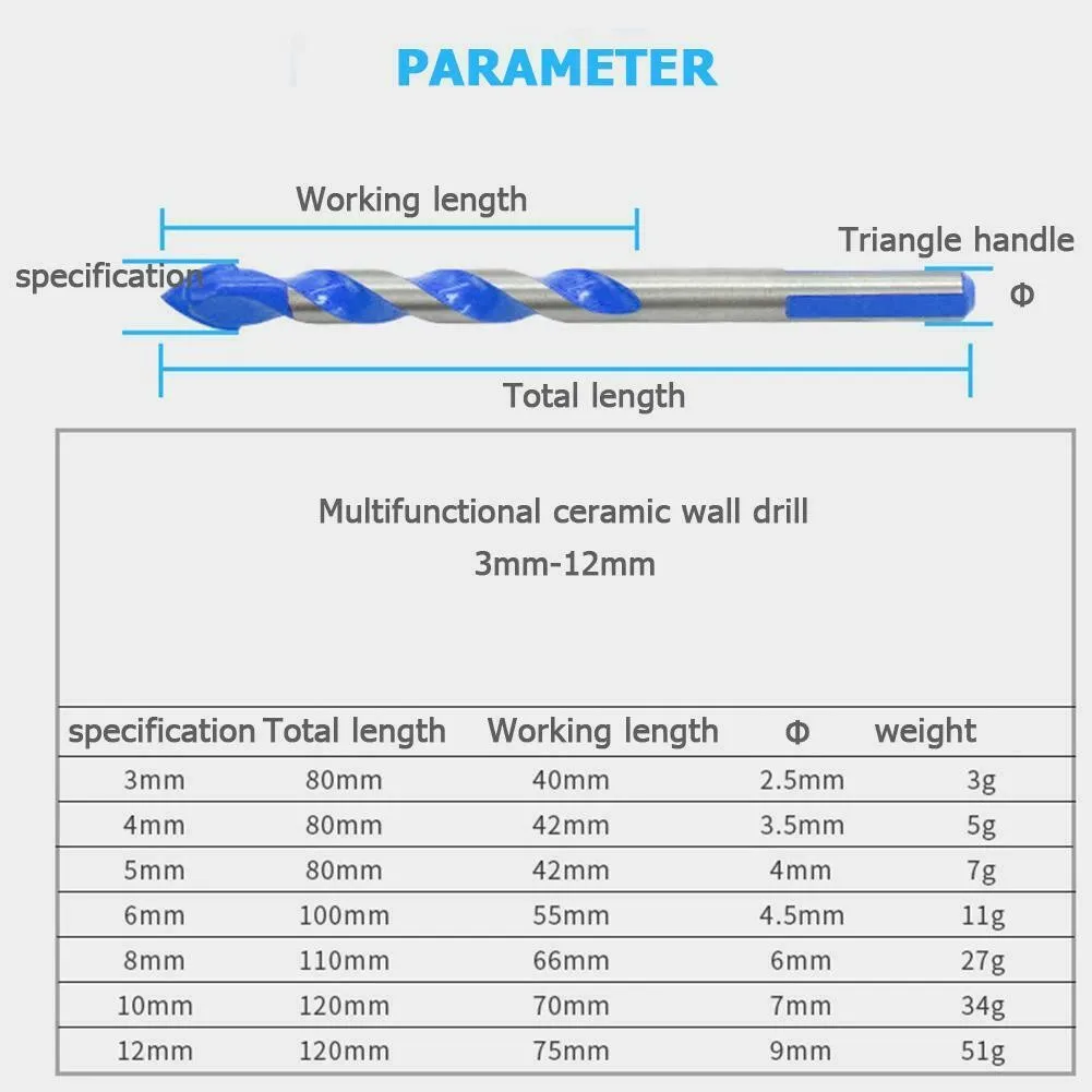 5 stücke Hartmetall Dreieck Bohrer Bits Marmor Bohren Glas Fliesen Keramik Loch Öffnung Bohrer Für Porzellan Boden Fliesen Marmor