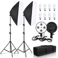 Kit de Iluminación Softbox para Fotografía con 4 Lámparas, 50 x 70 cm y Casquillo E27