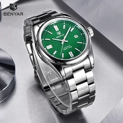 BENYAR 39MM Mens Watches 2023 Top Brand Luxury Automatic Watch For Men Mechanical Wristwatch Stainless Steel Sport Clock Relogio