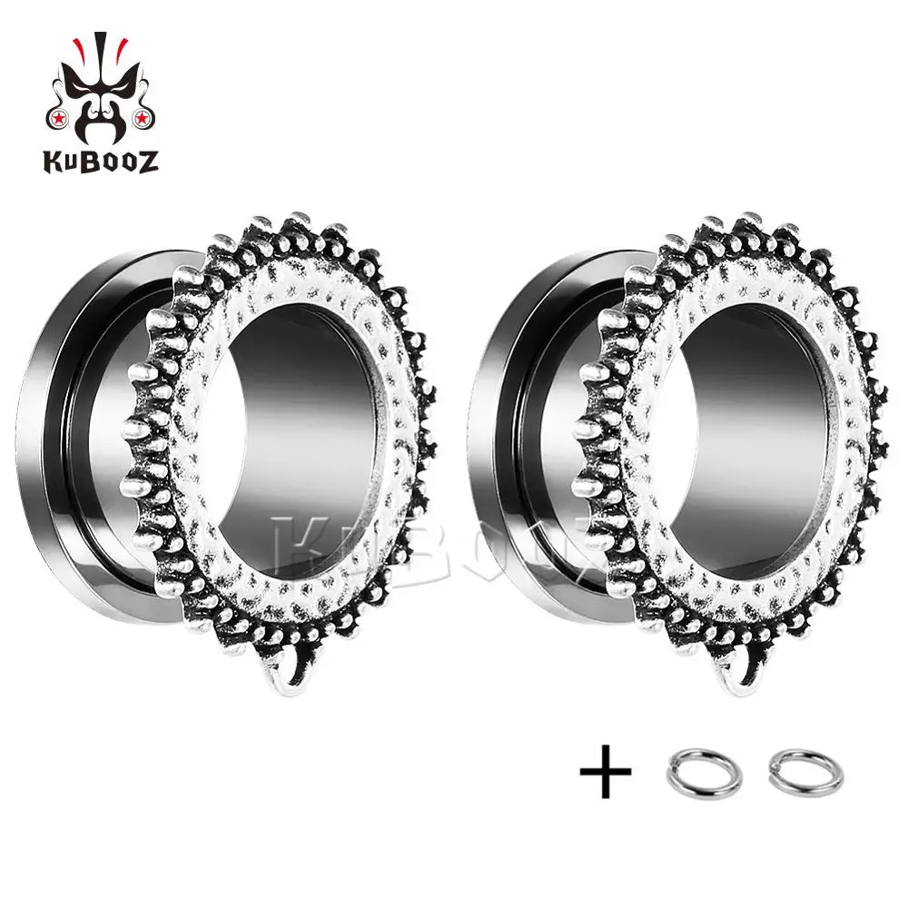 Kubooz nowy Retro DIY wisiorek rozszerzające Piercing biżuteria kolczyki prezent dla mody Unisex 6mm do 30mm