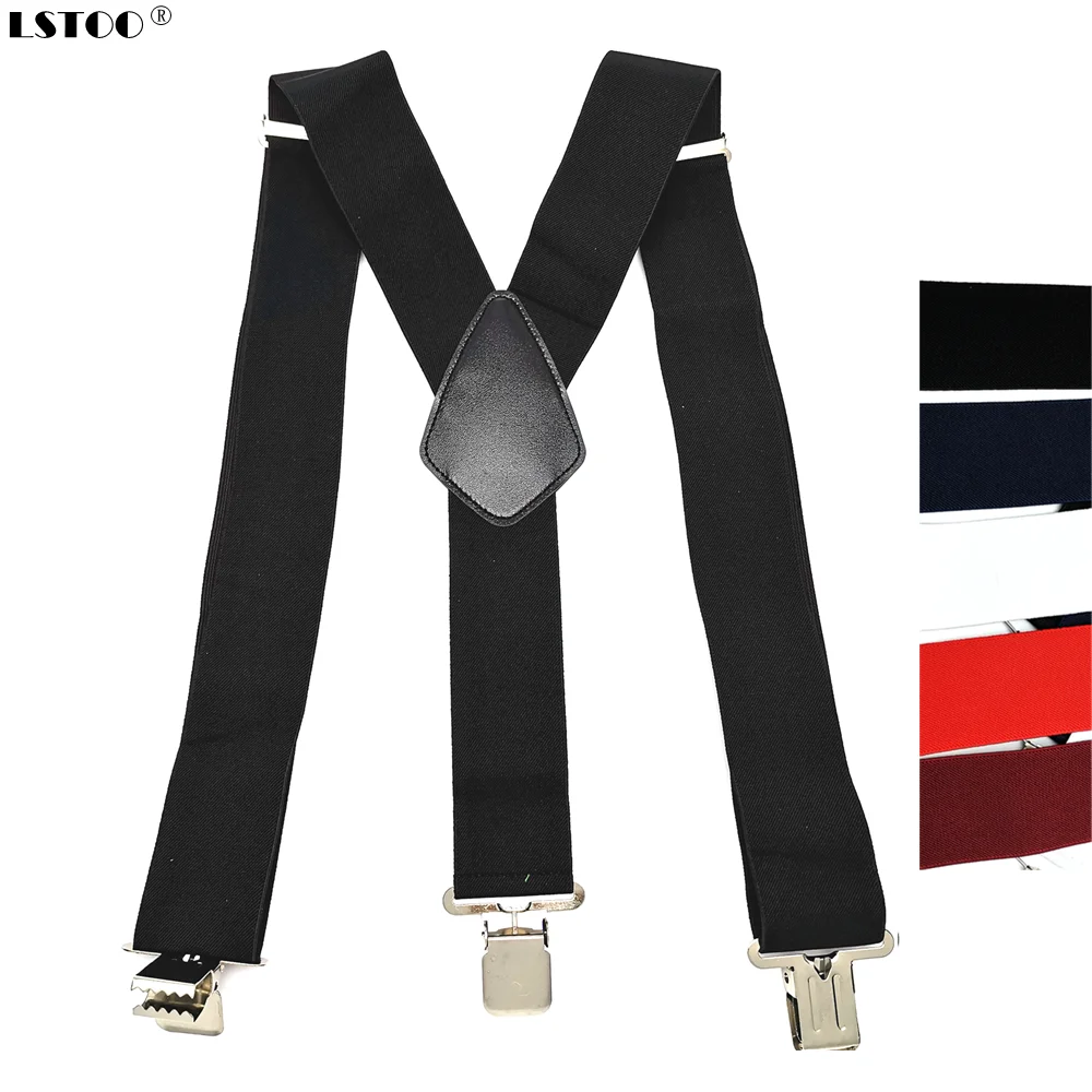 Tirantes grandes y fuertes para hombre, tirantes Unisex de 50mm de ancho, 5 colores sólidos, Tirantes ajustables de alta elasticidad para trabajo