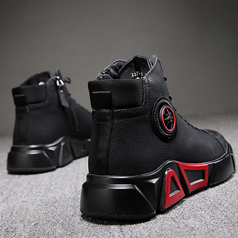 Bottes de moto imperméables pour hommes, chaussures de sécurité de travail, bottes de neige chaudes, baskets incassables, haute casquette Parker en acier, créateur de luxe, hiver