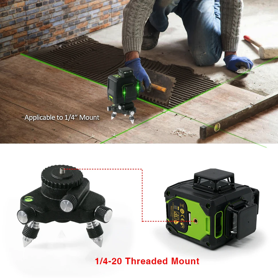 Clubiona Green Laser Level with Tripod Set 12 Lines 3D Self-Leveling 360 Horizontal And Vertical Cross Super Powerful Laser Beam