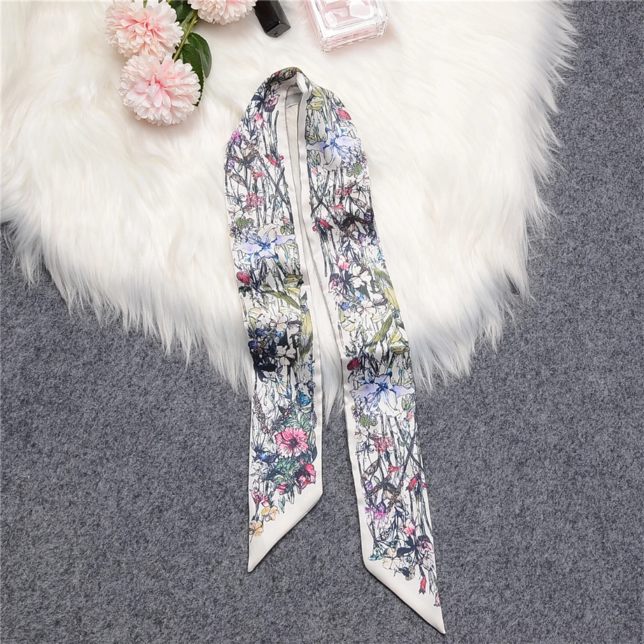 

New Design Summer Scarf Women Brand Silk Scarf Skinny Hair Bag Scarves Wrist Towel Twill 100% Foulard Neckerchief Headband 2023