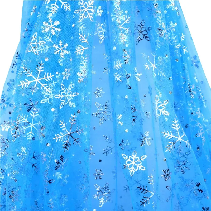 Tela de lentejuelas de copo de nieve azul de 1,55 m de ancho, Organza, decoración de fiesta artesanal, vestido de princesa, decoraciones del país de las Maravillas de invierno, suministros de Navidad