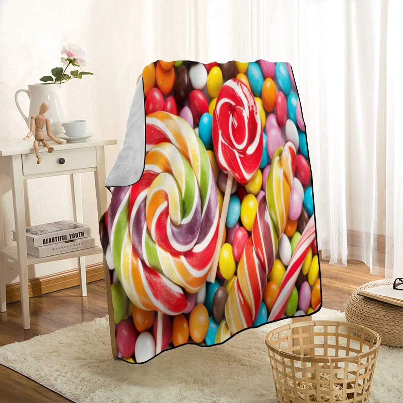 

Custom Boys Girls Candy Throw Blanket Personalized Blankets On For The Sofa/Bed/Car Portable 3D Blanket For Kid Home Textiles