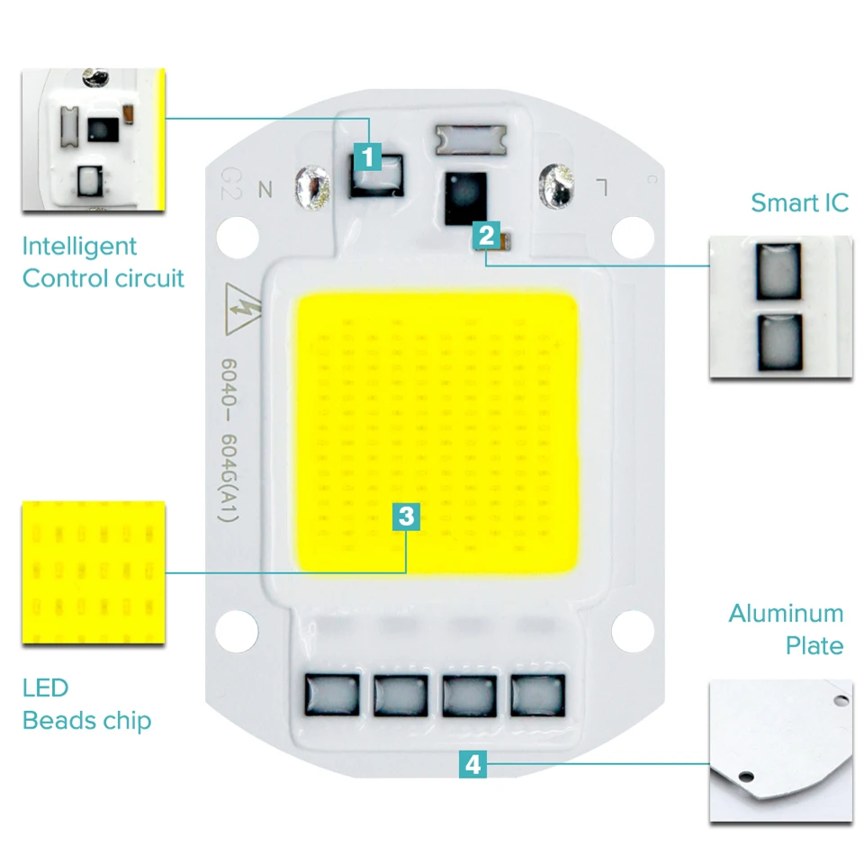 Imagem -04 - Full Spectrum Cob Led Lamp Chip ac Grânulos de Led Caixa de Lâmpada Não Precisa de Driver 110v 220v 10w 20w 30w 50w Peças por Lote