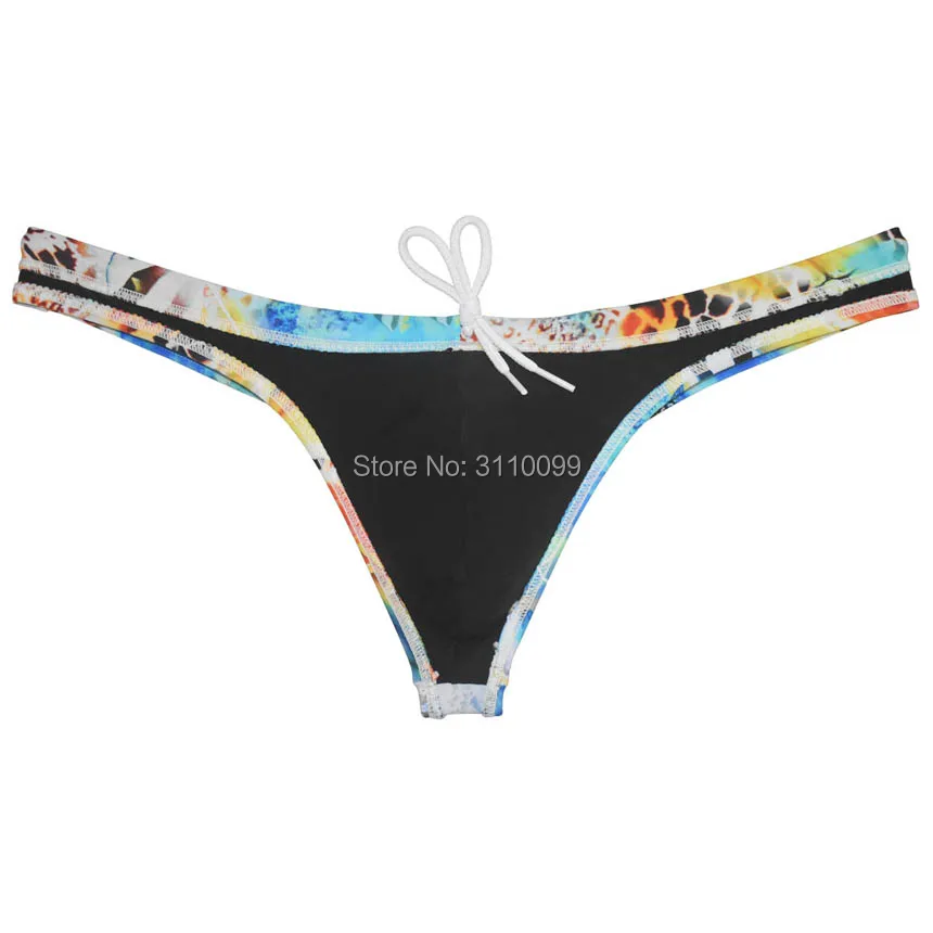 Mini Beachwear Men\'s Bikini Bulge Pouch T-back Surfing Briefs Showy Swim Thongs