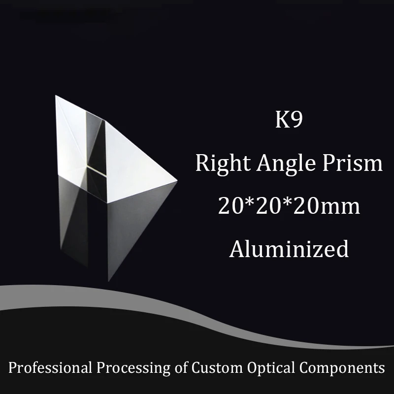 Right Angle Prism Optical H-K9L Glas  Prisms 20x20x20mm External Reaction Prisms Aluminized Mirror Reflective Surface Experiment