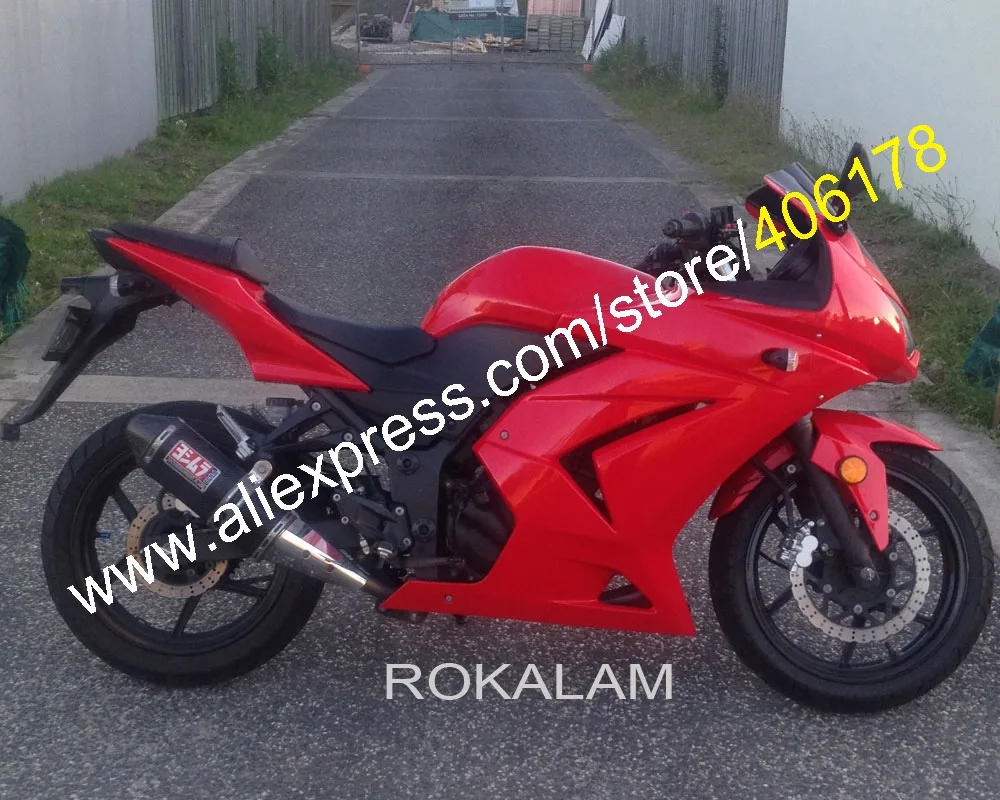 For Kawasaki Ninja EX250R Full Red EX 250 2008 2009 2010 2011 2012 EX250 R Custom ABS Fairing Kits (Injection Molding)