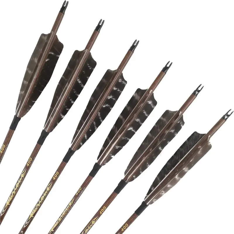 

Archery Carbon Arrows Spine 400 500 600 32inches Wood Skin Shaft Turkey Vanes Points Recurve Bow Longbow Hunting