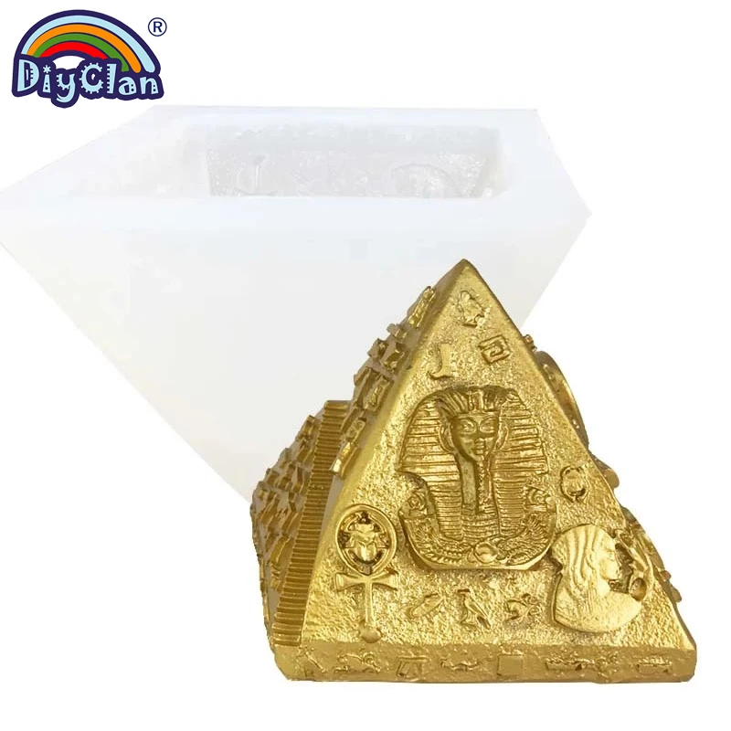 3D Easter Cleopatra Sphinx Silicone Mold DIY Gypsum Ornament Candle Model Pharaoh Pyramid Chocolate Mould Cake Decorating Tools