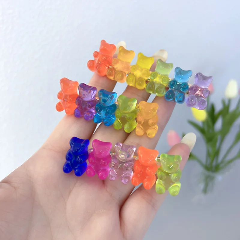 Bear Hairpin Women's Fashion Resin Geometric Hairpin Girl Women Bangs Sweet Bear Hairpin Hair Accessories