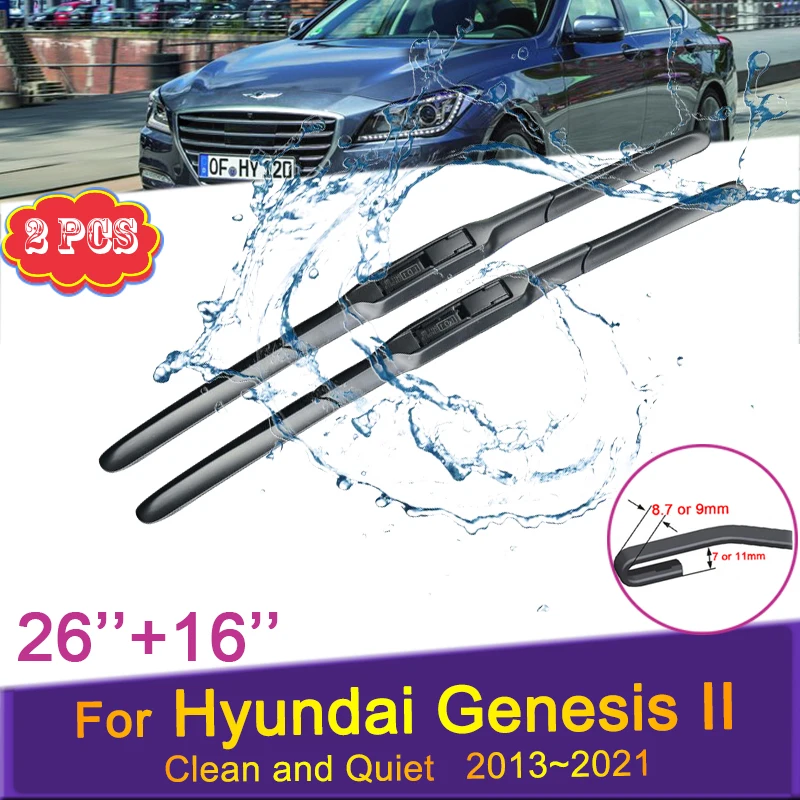 

Car Front Wiper Blades for Hyundai Genesis II DH SUV 2013 ~ 2021 Windshield Frameless Silent Rubber Snow Scraping Accessories