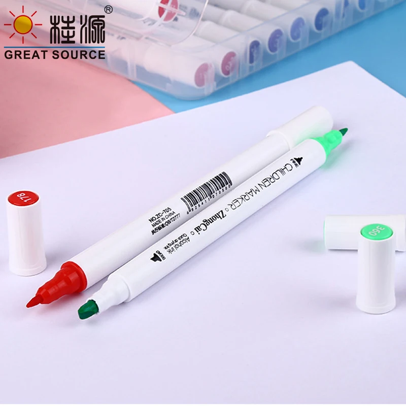 Makeasy 24 色ダブルチップマーカーフェルトチップマーカーペンスモールヘッドフックラインペンマルチペン (8 セット)