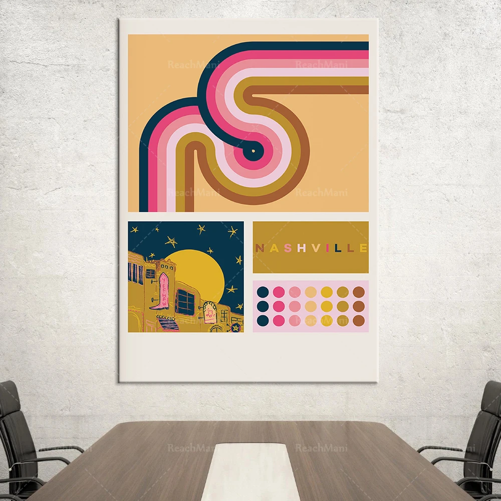 Nashville printable wall art, urban art posters, retro abstract Nashville posters, new home decoration gifts