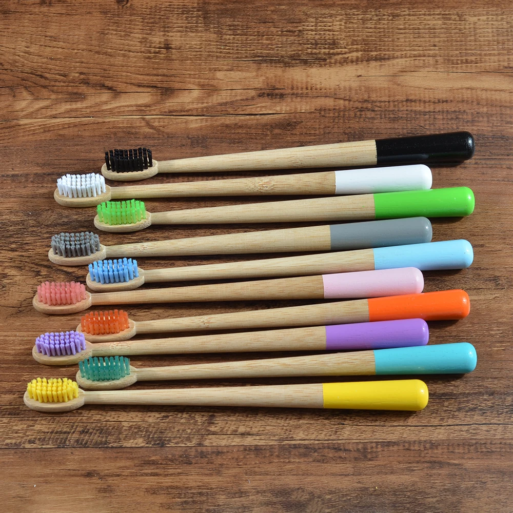 Adults 10Pack Mix Toothbrushes Bamboo Toothbrush Eco Friendly Tooth Brush Nylon Bristle Adults Oral Care Elliptical Toothbrush