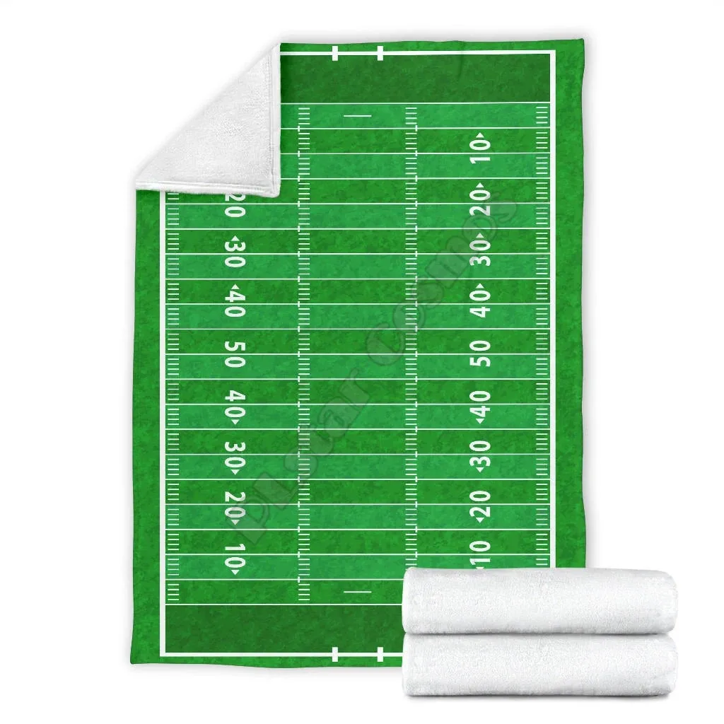 Football Field 3d printed fleece blanket Beds Hiking Picnic Thick Fashionable Bedspread Sherpa Throw Blanket