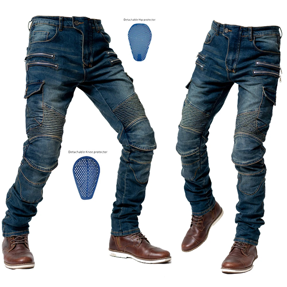 Men Motorcycle Outdoor Riding Rider Black Jeans Equipment Protect Gear Road Racing Stretch Pants Multi-Color Optional 2023 New