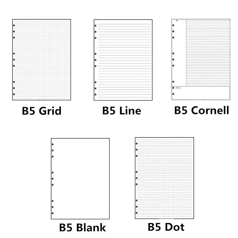 

B5 9 Holes Loose-leaf Notebook Draft Paper Diary Sketchbook Journal Grid Line-Dot Planner Painting Inner Page Office Stationery