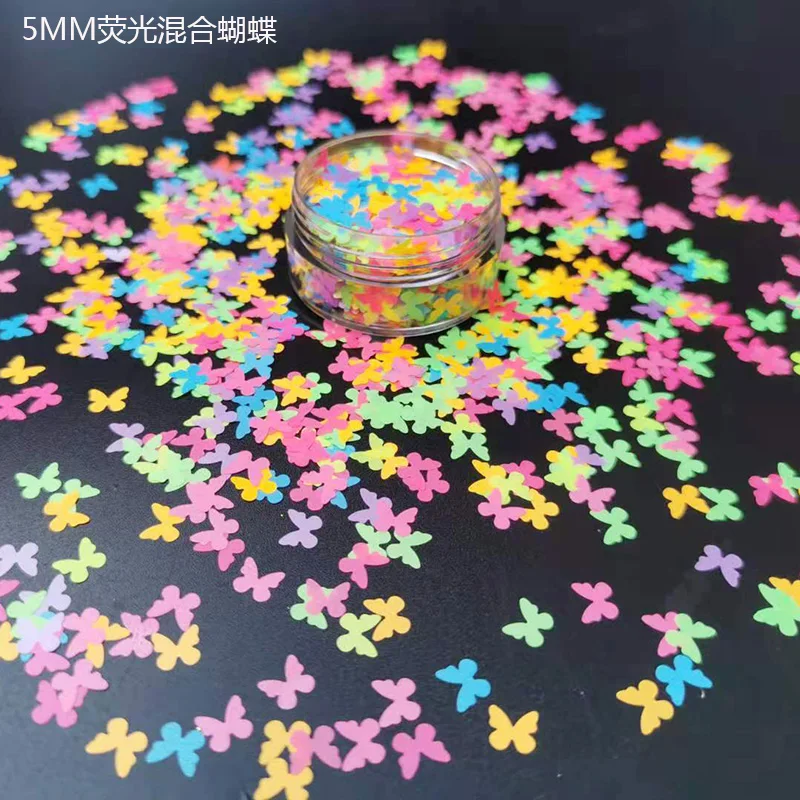 1 Kotak Glitter Kuku Holografis Bentuk Kupu-kupu 3D Serpih Glitter Payet Warna-warni Spangles Polandia Manikur Kuku Seni Dekorasi
