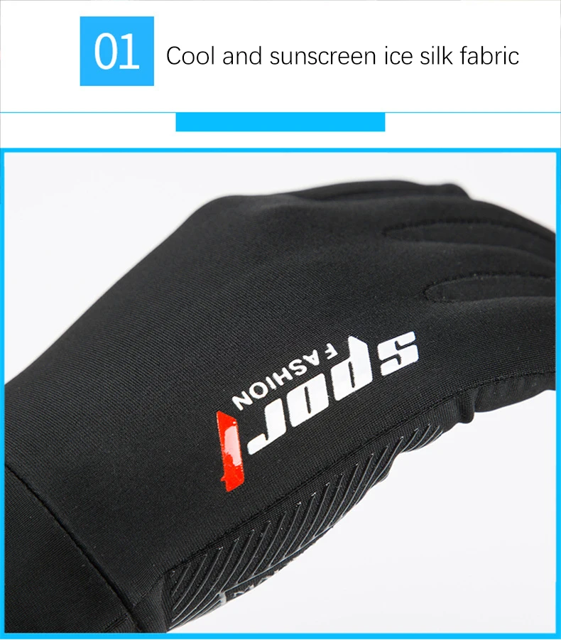 Sommer Männer Frauen Handschuhe Fitness Sport Angeln Radfahren Eis Seide Atmungsaktive Elastische Sonnenschutz Touchscreen Fahren Handschuhe – Detail 5