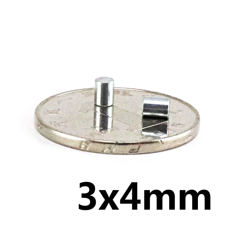 50~1000pcs 3x4 mm N35 Super Strong Cylinder Rare Earth Magnet 3mm*4mm Round Neodymium Magnets 3x4mm Mini Small Magnet 3*4 mm