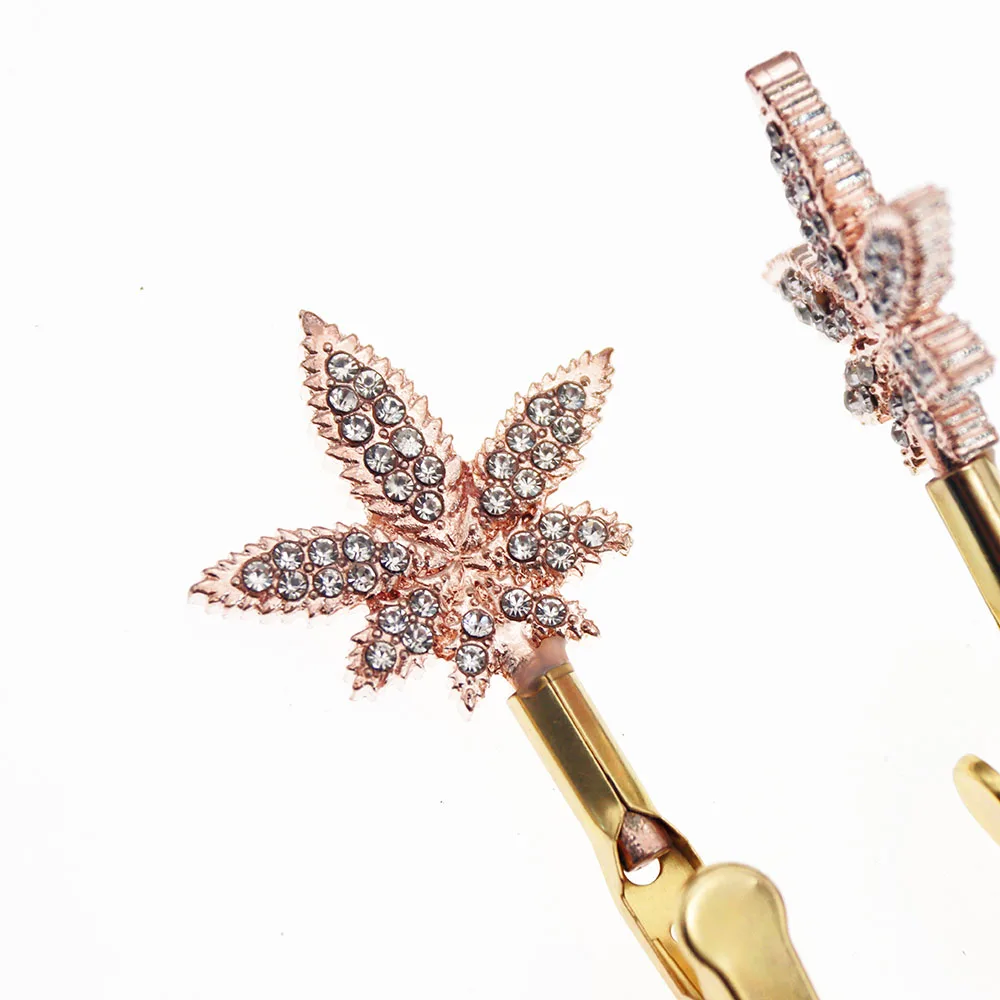 Bling Diamonds Leaf Credit Card grabber Bank ATM Card Clip Long Nail Cigarette Blunt Holder Card For Long Nails