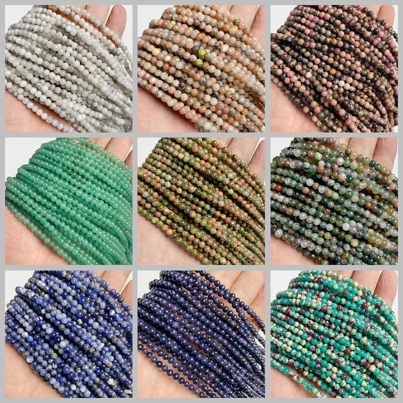 Wholesale Natural 4MM Round Stone Bead Jades Agates Spacer Small Bead For Jewelry Making Beadwork Bracelet Necklace Accessory