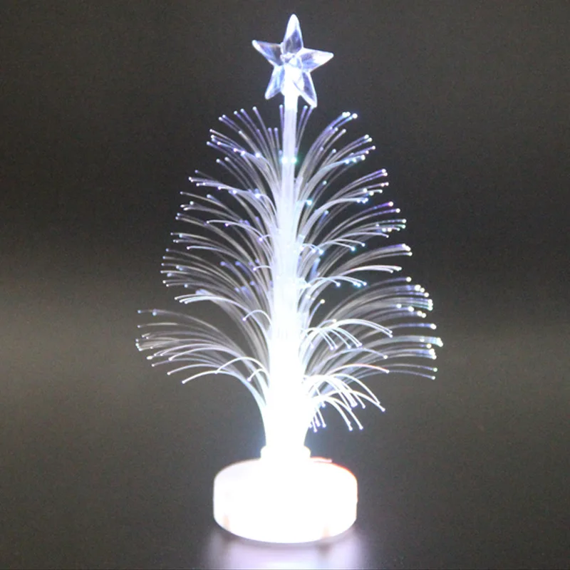 LED Colorful Fiber Optic Christmas Tree Colored Fiber Optic Slow Flash LED Mini Christmas Tree with Top Star Battery Powered