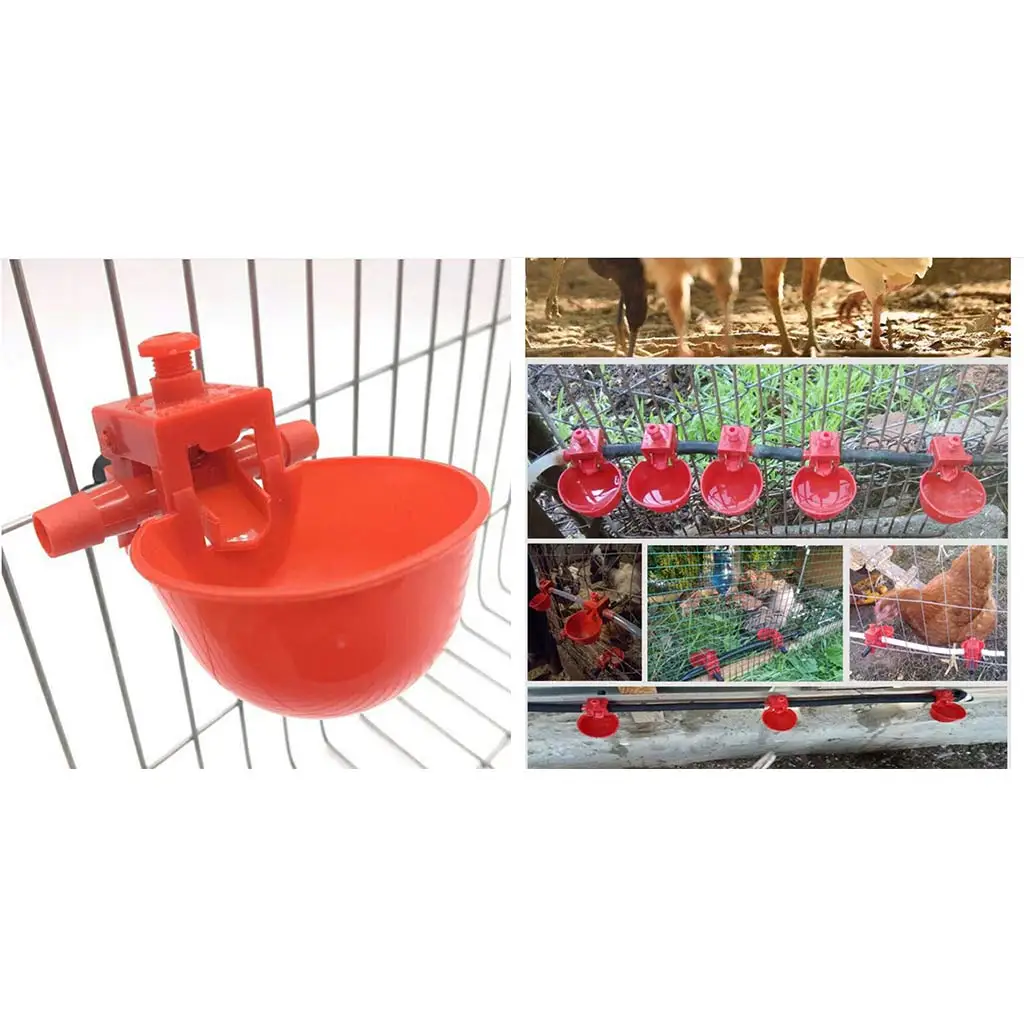 10/20pcs/Set Automatic Bird Coop Feed Poultry Water Drinking Cups Plastic Chicken Fowl Drinker Cups Hanging Chicken Farm Tool