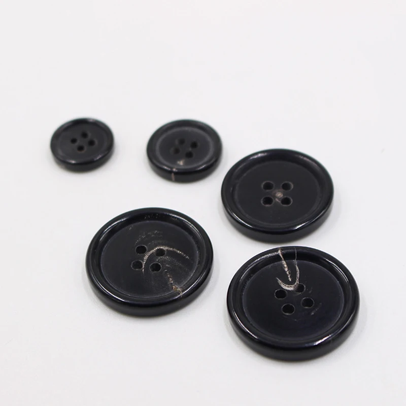 10Pcs Natural Horn Buckle Buttons for Clothing Sweater Coat Sewing Vintage Decorations DIY Accessories Round Four-hole Button