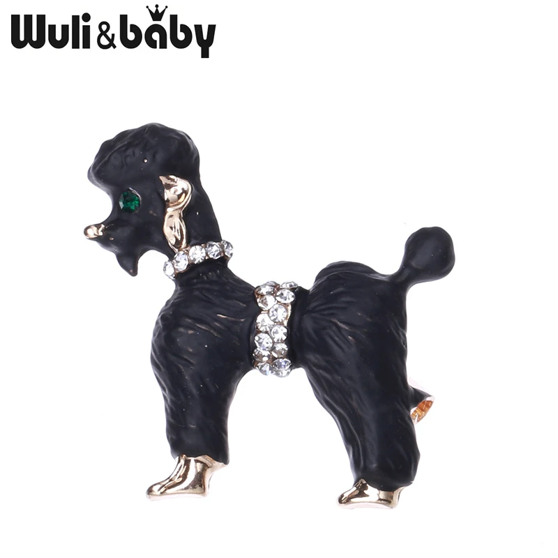 Wuli&baby Cute Curly Hair Dog Brooches For Women Unisex 2-color Enamel Poodle Animal Pets Brooch Pin Gifts
