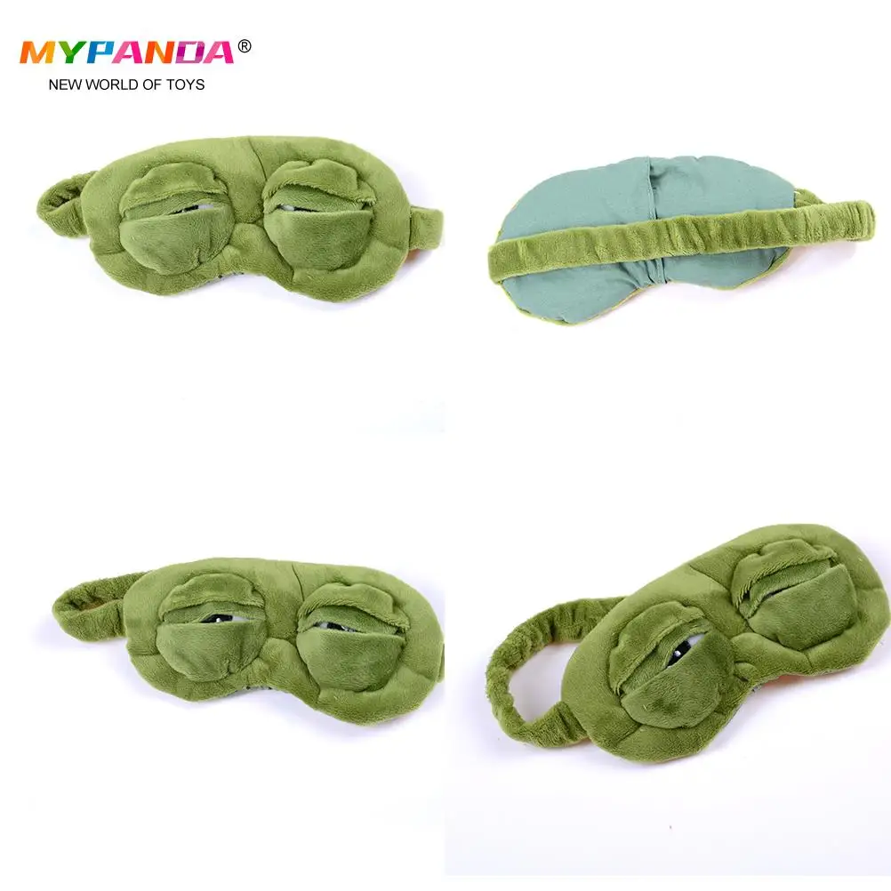 1pcs Funny Creative Pepe the Frog Sad Frog 3D Eye Mask Cover Cartoon Plush Sleeping Mask Cute Anime Gift 20*10cm