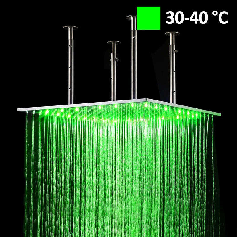 luxury 20 inch 50cm led changing chrome rainfall shower head square bathroom shower faucet accesories top over sprayer  FREE SHI