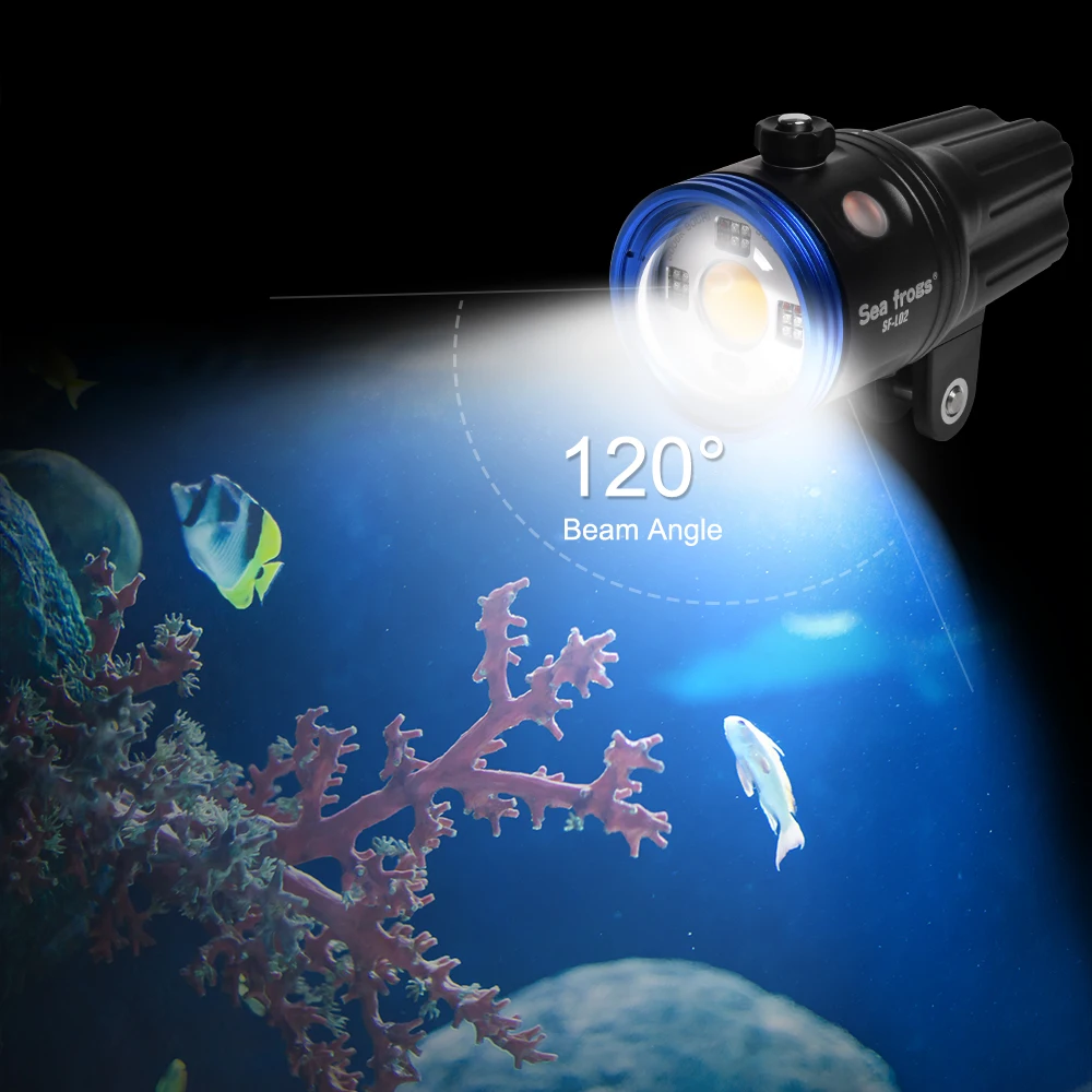 Seafrogs 100meter 5000lms RGB Video Diving Torch Underwater Waterproof Flashlight Strobe