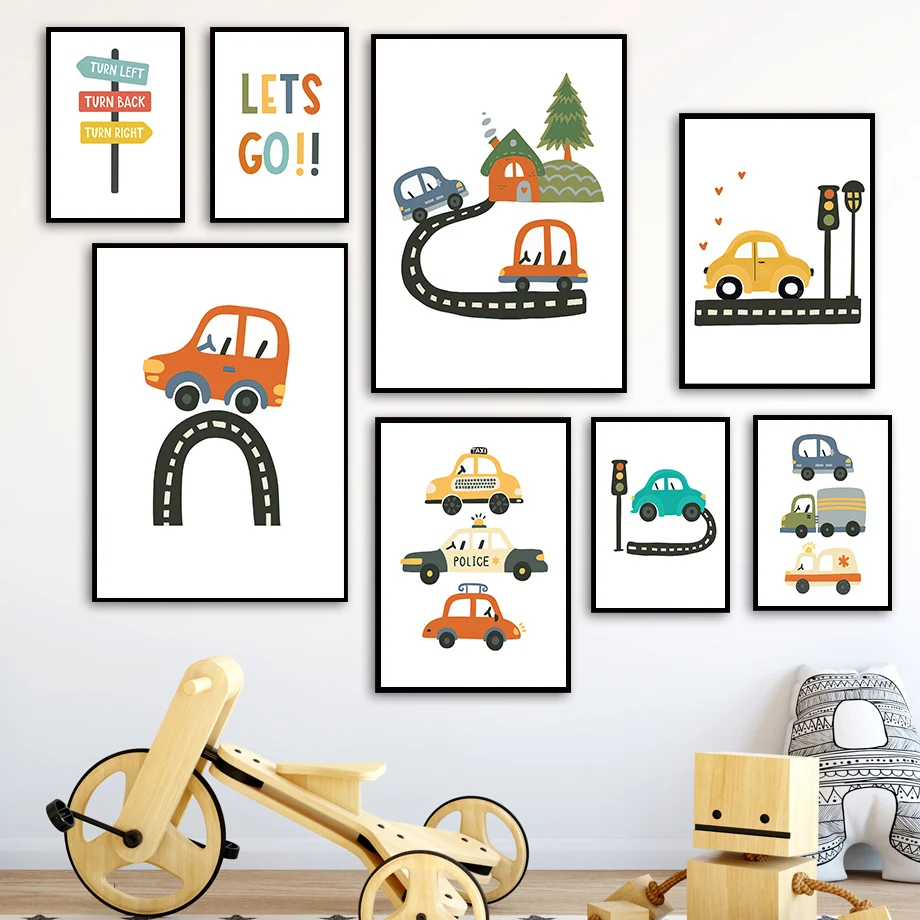 Wall Art Canvas Painting Truck Car Ambulance Nursery Traffic Boy Posters and Prints for Living Room Decoration Mural Home Decor