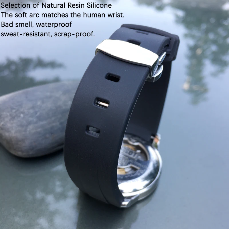 19mm 20mm 21mm rubber silicone watch band Fit for Tissot 1853 le-locle T006 seastar T120 Omega strap seamaster butterfly buckle