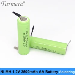 AA Battery Ni-MH 1.2V 2.5Ah 2500mah for Shave Razor Rechargeable AA Battery Suit for Toothbrush Replacement Turmera m14