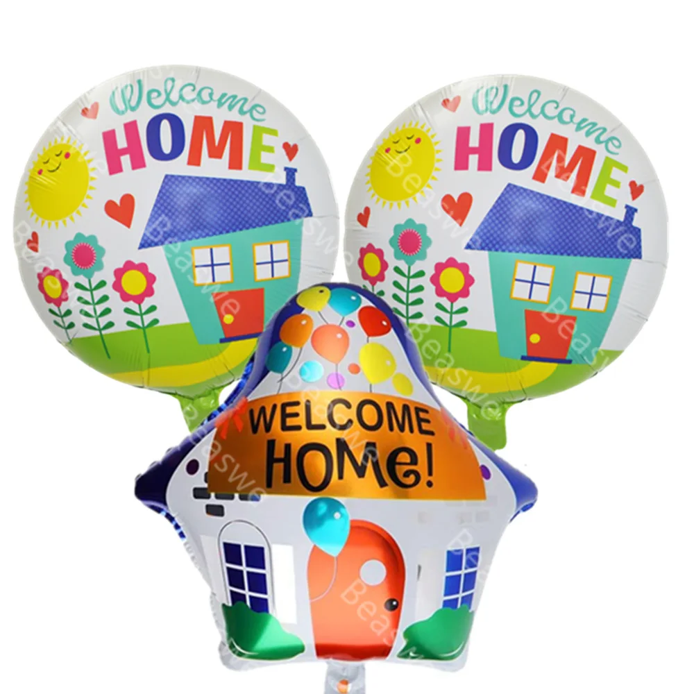 3pcs/set Welcome Home Balloons With House Shaped Balloons Welcome Baby At Home Decoration Housewarming,Back from Hospital Party