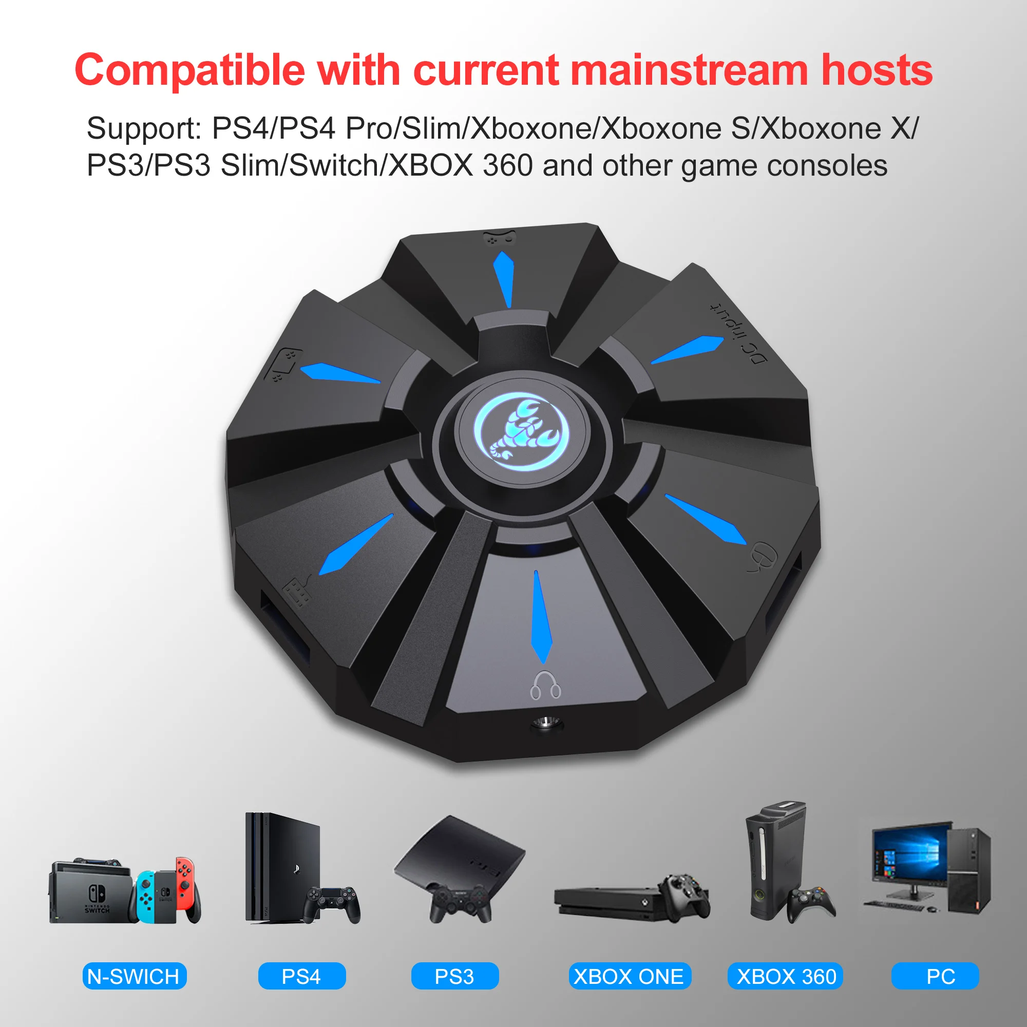 7 Port Keyboard dan Mouse Converter Base Adapter Type-c USB Controller untuk PS4 untuk Xbox One untuk PS3 untuk Xbox 360 untuk N-switch