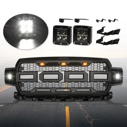 Modified For F-150 Grill For F150 Raptor Grills Cover Front Bumper Grilles 2018 2019 2020 Racing Grills Mesh Radiator Grille